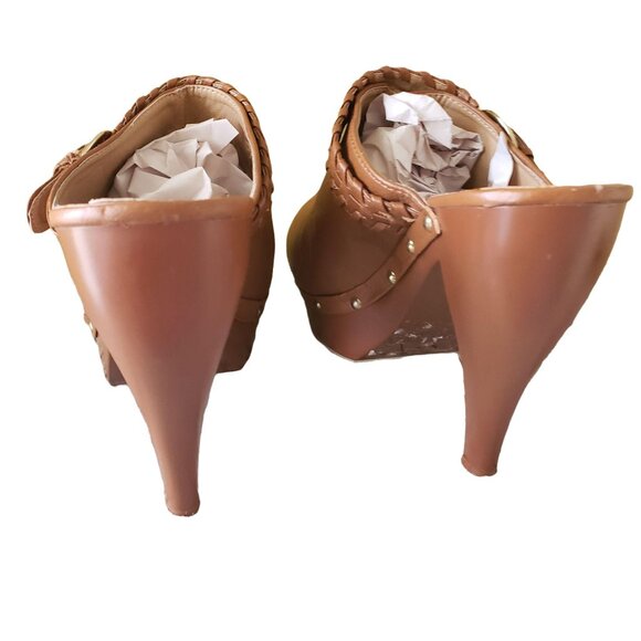 Charles Tan Leather Albert Platform Clogs sz 8.5 - Picture 5 of 8